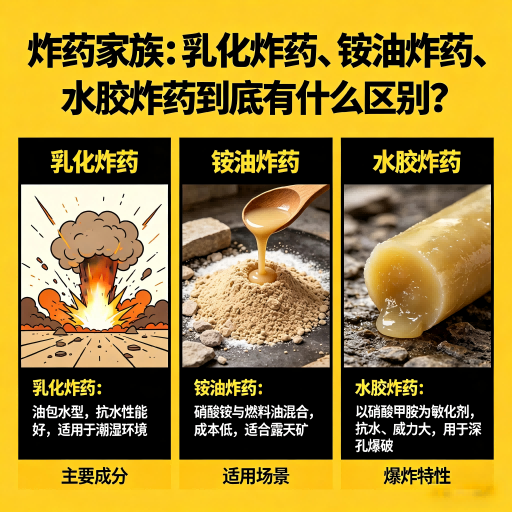 樊城炸药家族：乳化炸药、铵油炸药、水胶炸药到底有什么区别？